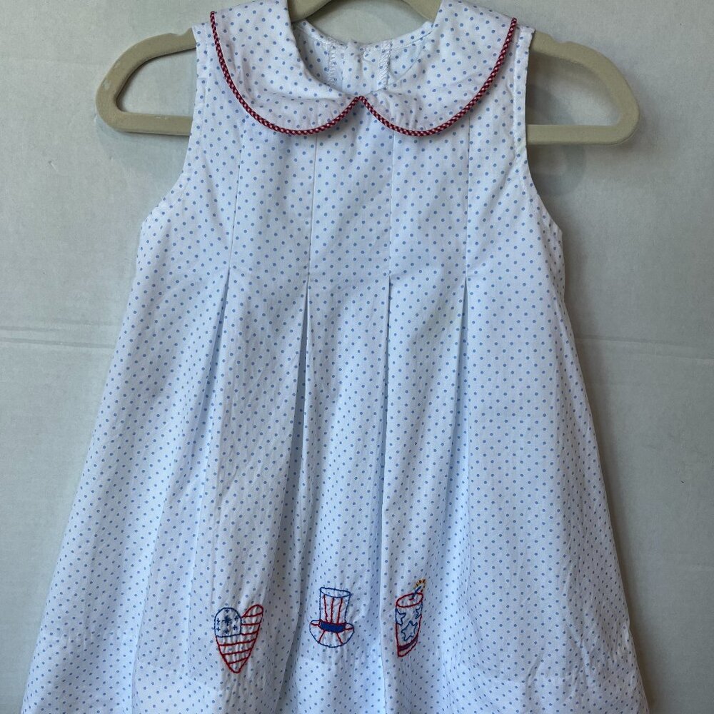 Girl - 8(NWT) - Remember Nuygen White Embroideryy Dress with Light Blue Dot